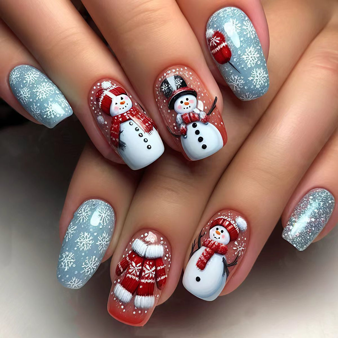 Kunstnägel Im Winterlichen Schneemann-Design Karnz