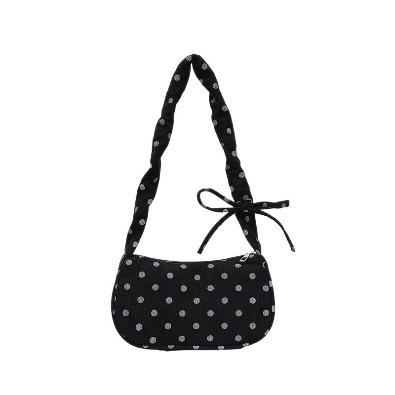 Rüschendes Polka-Dot Handheld Schultertasche