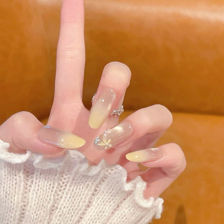 Glänzendes Blumen-Design Press-On Nagelset