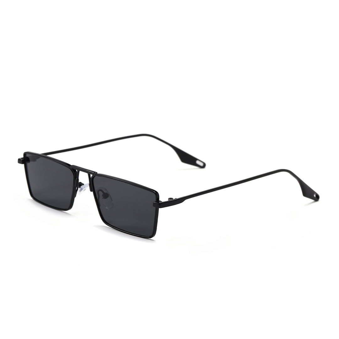 Damen elegante quadratische Sonnenbrille mit schmalem Metallrahmen und UV-Schutz Karnz