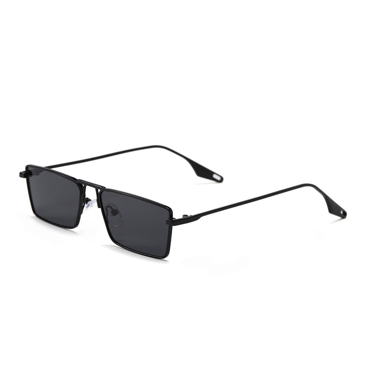 Damen elegante quadratische Sonnenbrille mit schmalem Metallrahmen und UV-Schutz Karnz