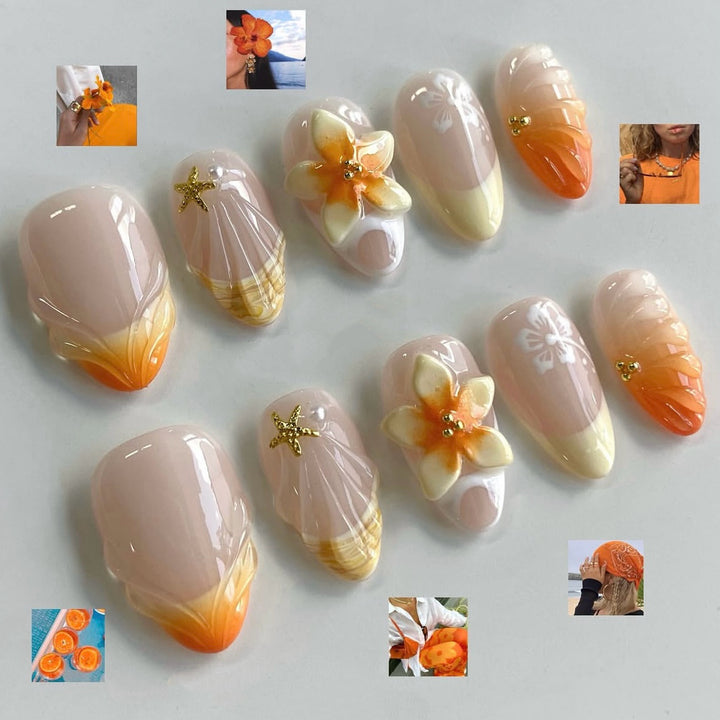 Künstlerisches Floral Designer Press-On Nail Set