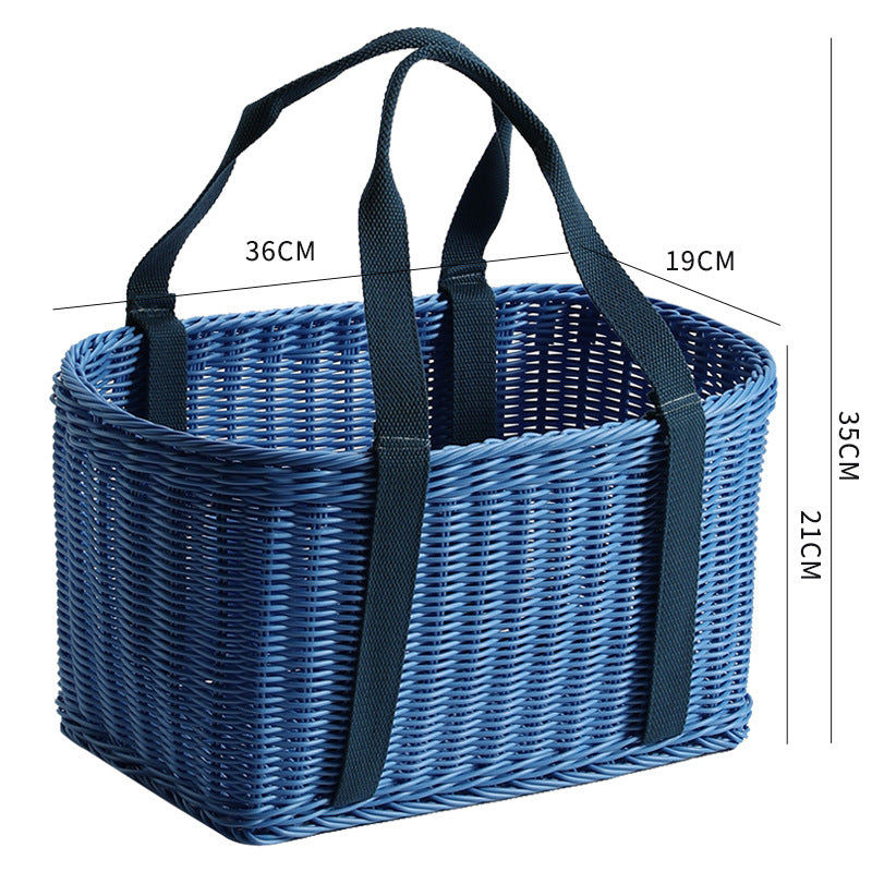 Unisex Robust geflochtener Einkaufskorb mit bequemen Stoffgriffen Karnz