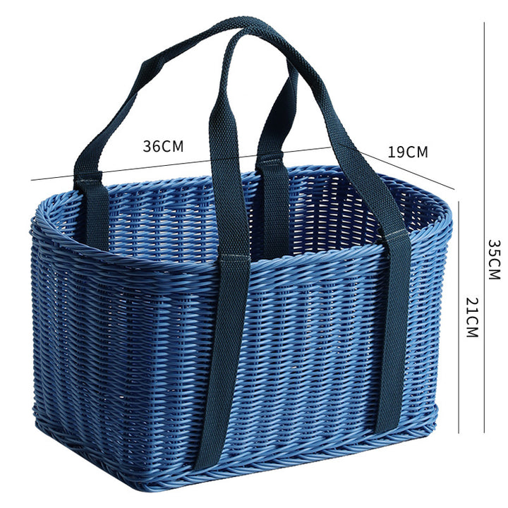 Unisex Robust geflochtener Einkaufskorb mit bequemen Stoffgriffen Karnz