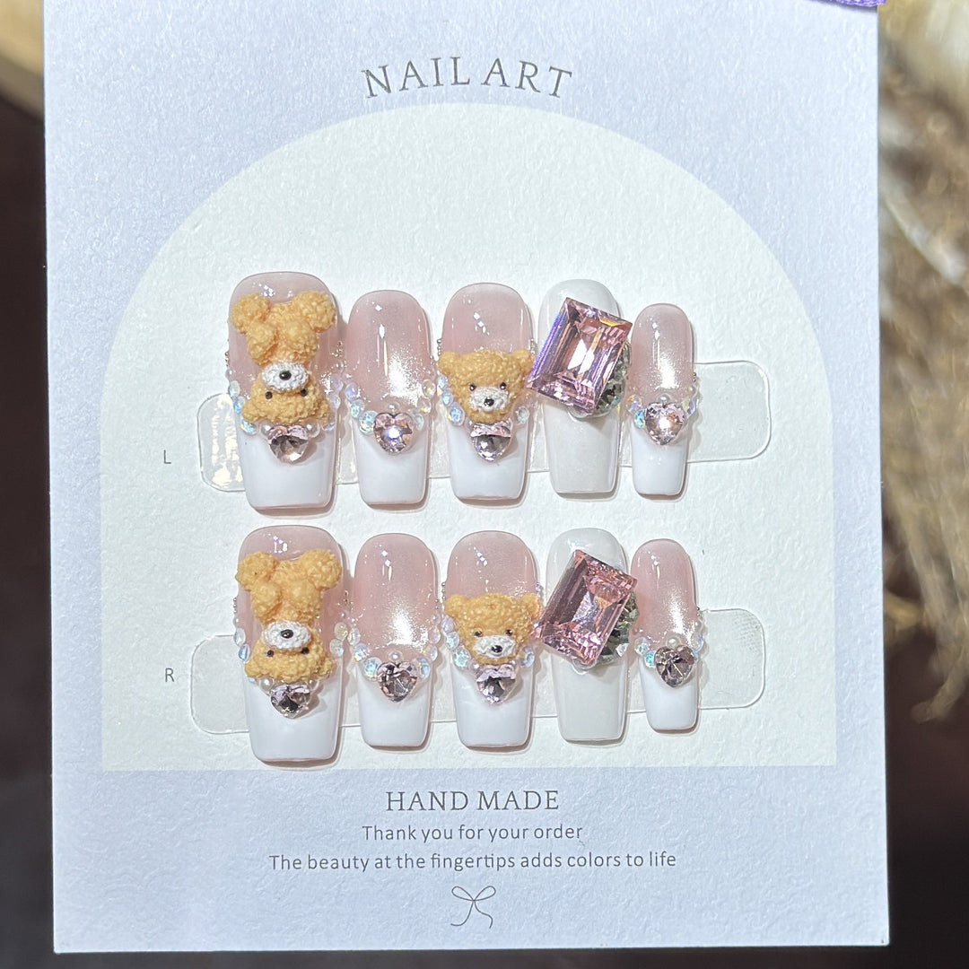 Niedliches von Tieren inspiriertes Press-On Nagelkunst-Set Karnz