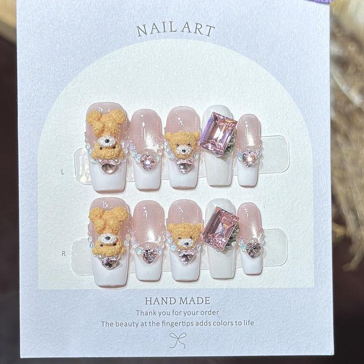 Niedliches von Tieren inspiriertes Press-On Nagelkunst-Set Karnz