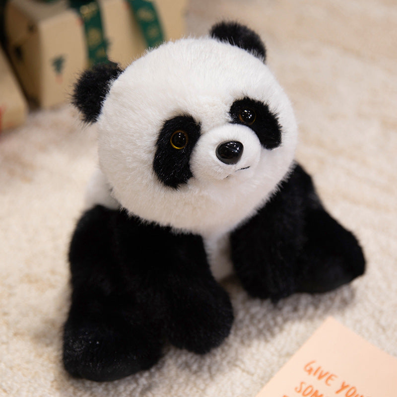 Plüsch Panda Sitzen Kuscheltier mit Rundkopf und realistischen Sicherheitsaugen Karnz