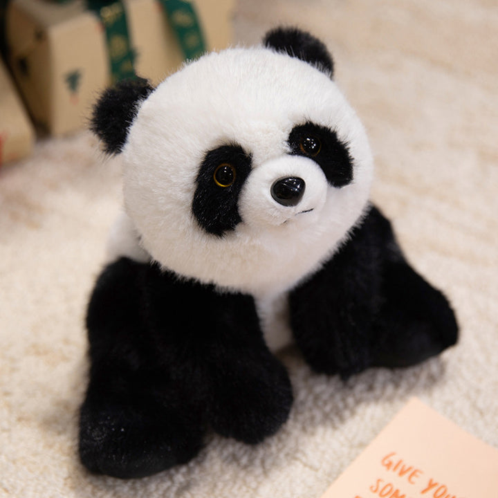 Plüsch Panda Sitzen Kuscheltier mit Rundkopf und realistischen Sicherheitsaugen Karnz