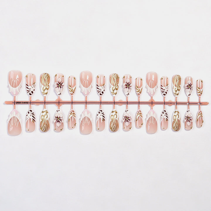 Elegante Floral-Themen Press-On Nagelkunst Karnz