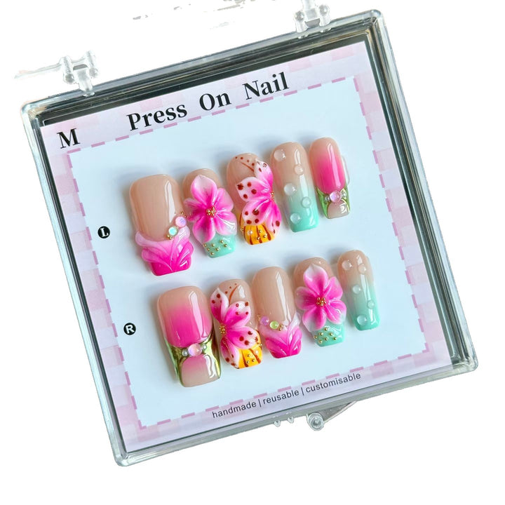 Künstlerisches Floral Press-On Nagelkunstset  1791772903