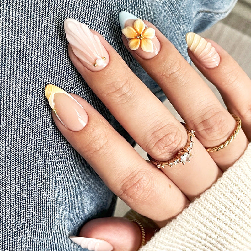 Elegante Blumen Stiletto Press-On Nägel Karnz