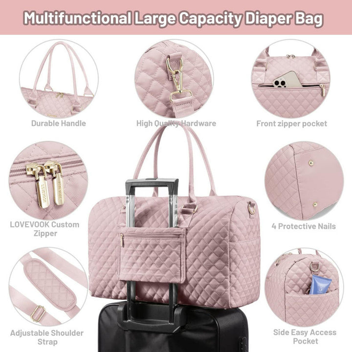 Elegante gesteppt Reis Tragetasche Set Karnz