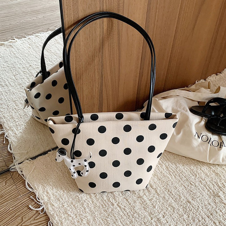 Polka Dot Canvas Schultertasche Karnz