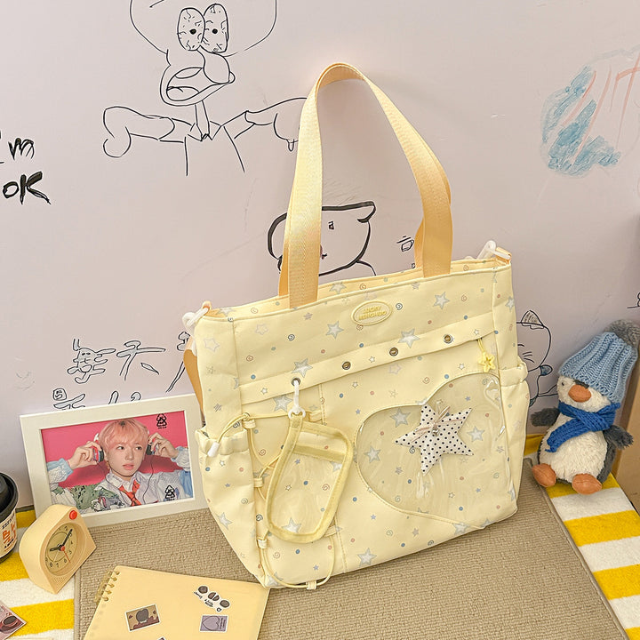 Stylische Multi-Taschen Stern-Applikation Rucksack Karnz