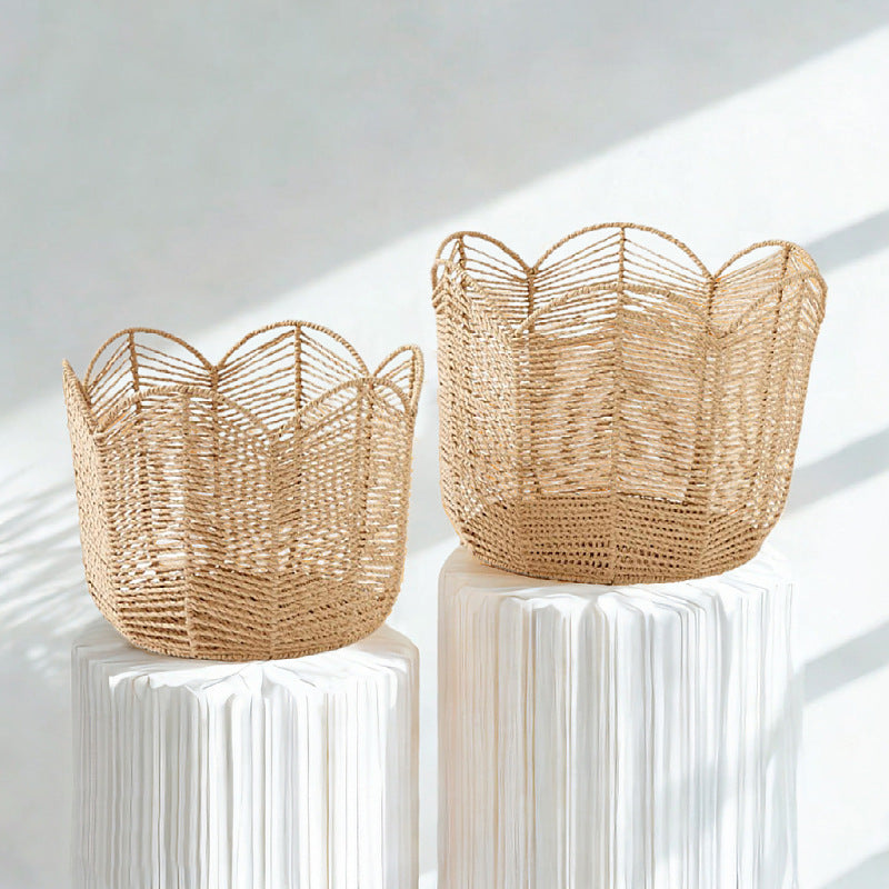 Handgearbeiteter Aufbewahrungskorb im Blätter-Design Karnz