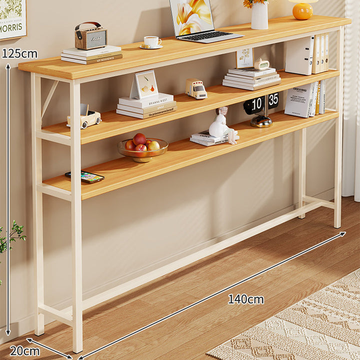 Slim Industrial Konsolentisch mit Holzplatte und Stahlrahmen