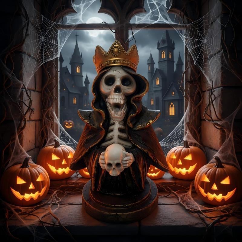 Dekorative Totenkopfstatue Karnz