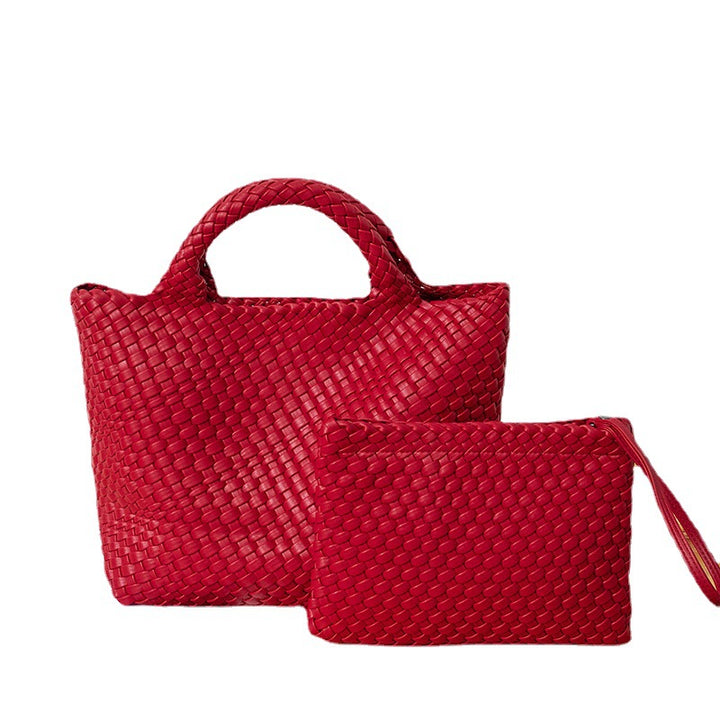 Elegante Geflochtene Handtasche mit Abnehmbarer Clutch Karnz