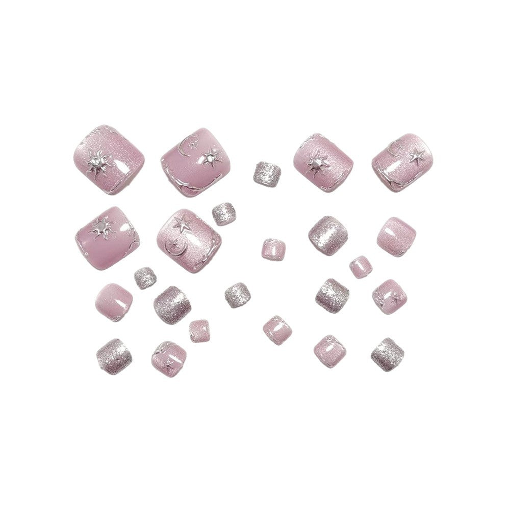 Fußnagelkunstset mit Silbernen Sternen- und Glitzerakzenten Karnz