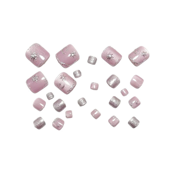 Fußnagelkunstset mit Silbernen Sternen- und Glitzerakzenten Karnz
