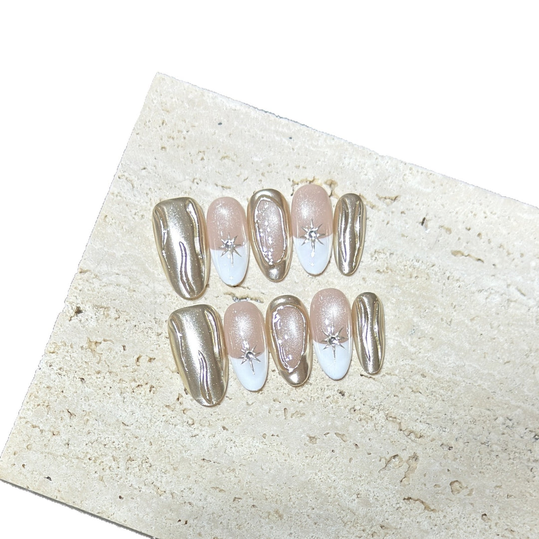 Elegantes Metallic Press-On Nagelset