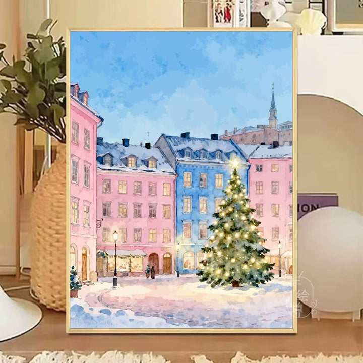 Gemütliche winterliche Café-Leinwandkunst Karnz