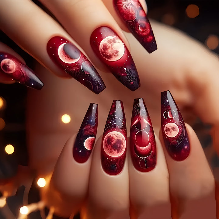 Lunar-Themen Press-On-Nagelkunst Karnz