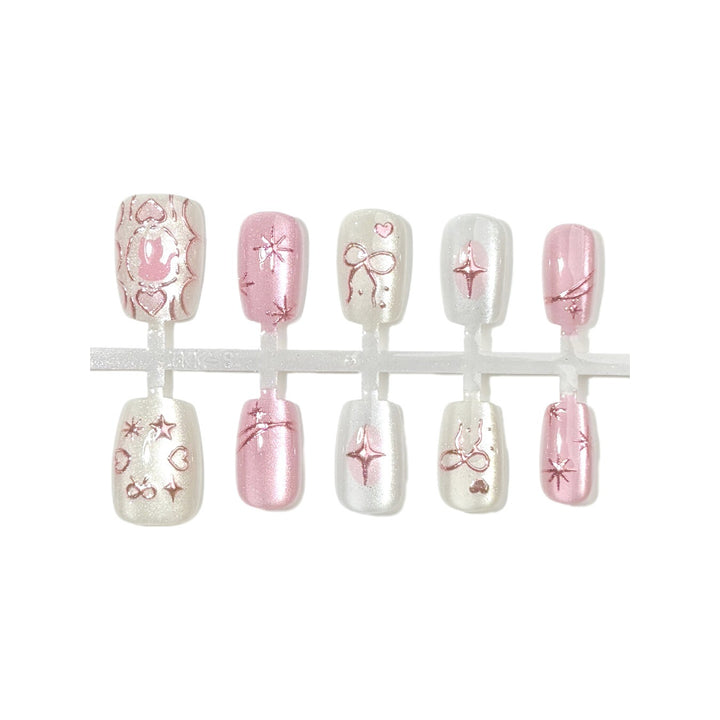 Künstlerisches Press-On Nagelset mit elegantem Stern Design