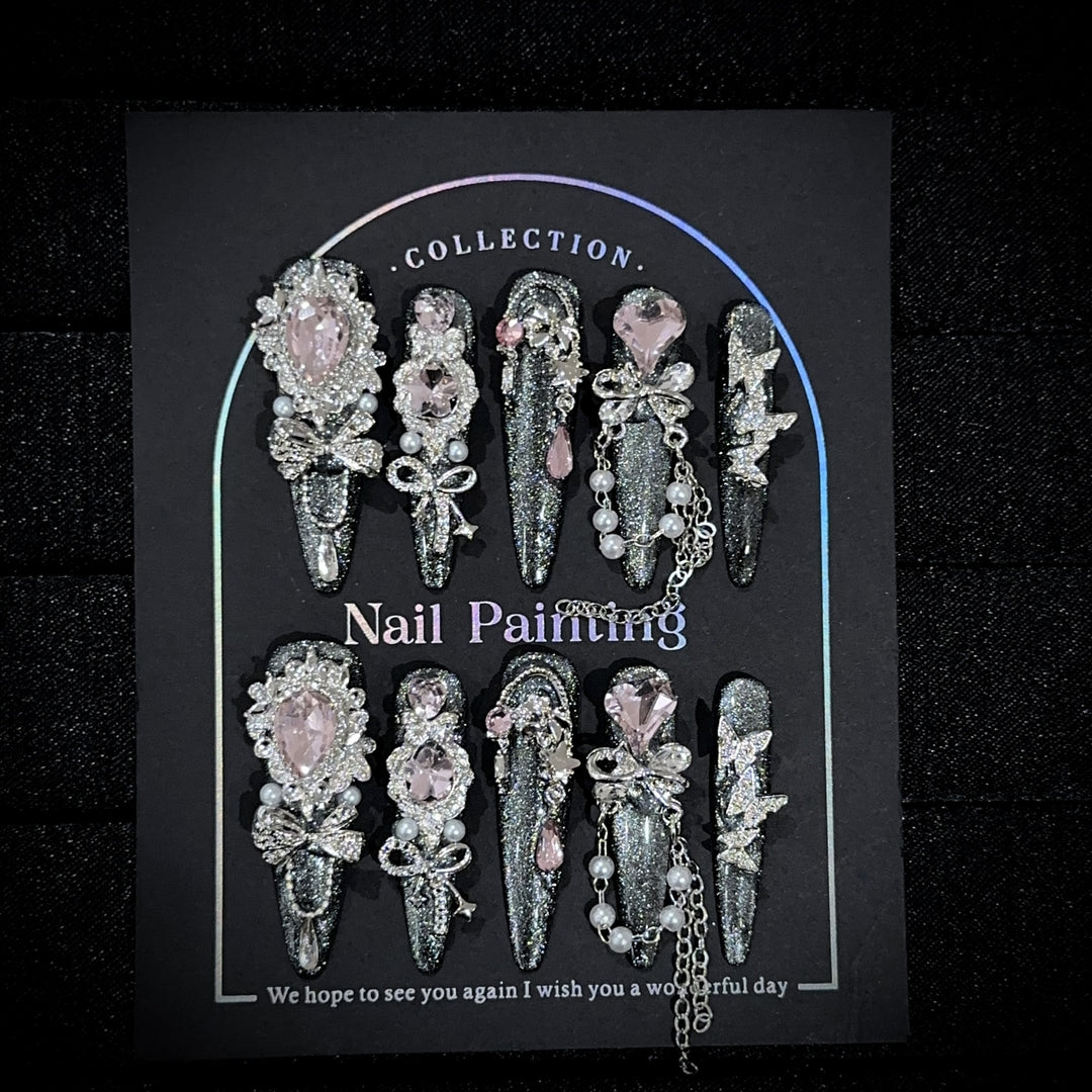 Glamouröse Bejeweled Press-On Nagelset