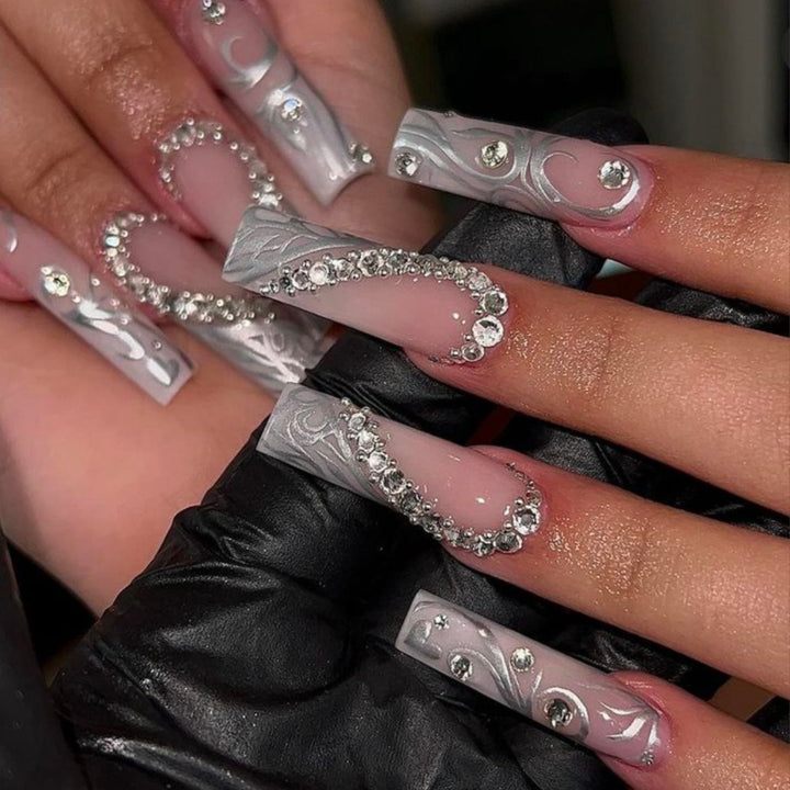 Rhinestone & Elegantes Design Press-On Nägel Karnz