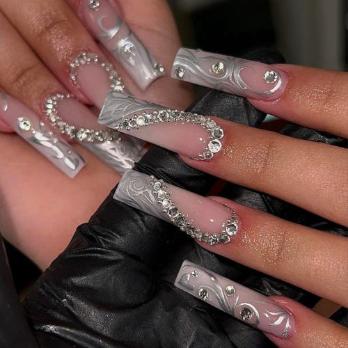 Rhinestone & Elegantes Design Press-On Nägel Karnz