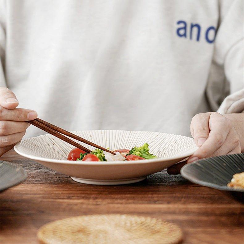 Handgefertigte japanische Mino Ware Keramische zerknitterte Teller | Karnz