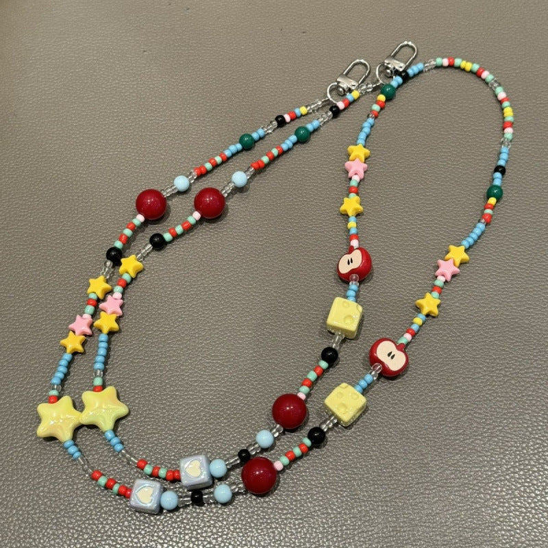 Bunte Perlenbrille Kette Karnz