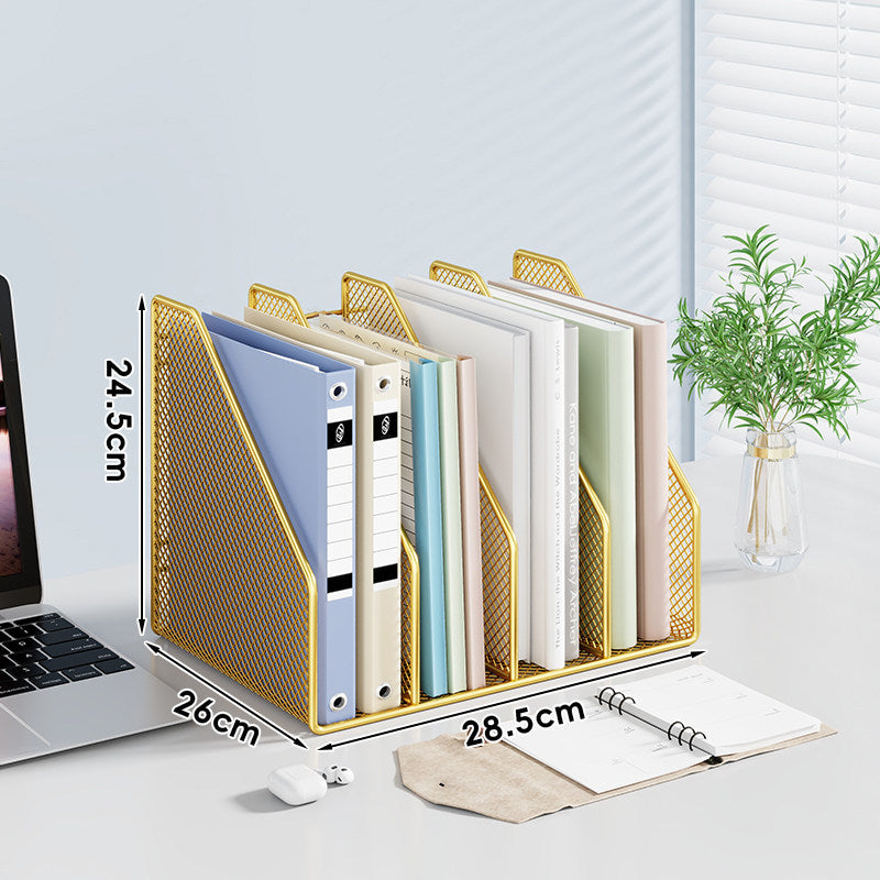 Mesh Desktop Vertical File and Folder Organizer Rack mit breiten Fächern und rutschfestem Sockel