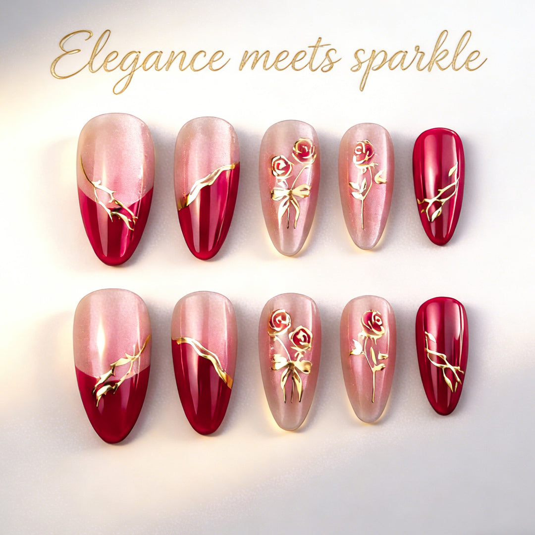 Elegante Kunstnägel mit Blumenmuster Karnz