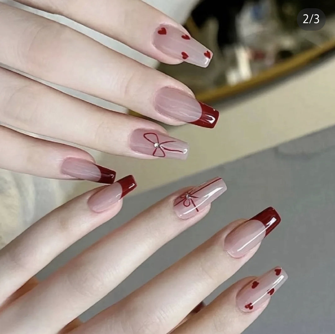 Künstlerisches Herz-Muster Druck-Nagelset Karnz