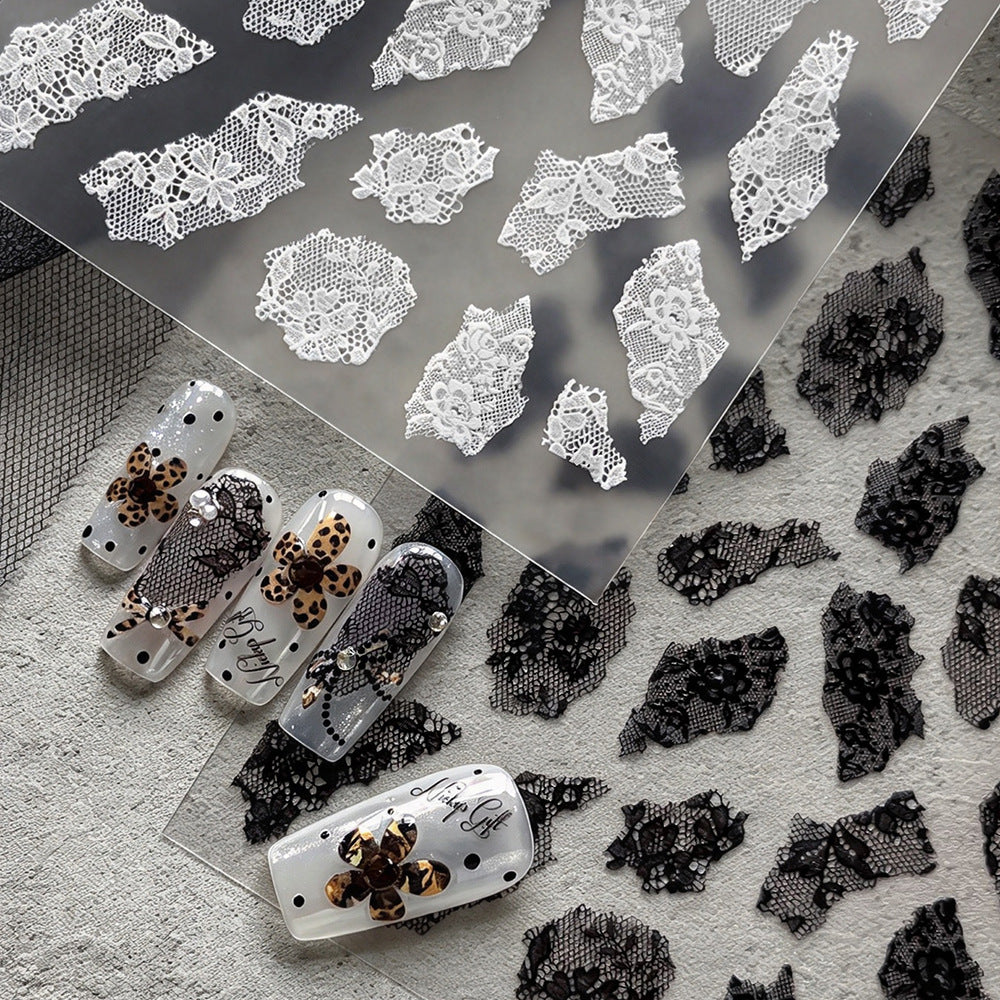 Zartes Spitze Nagelkunst Aufkleber Set