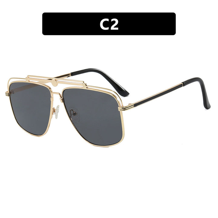Damen elegante quadratische Sonnenbrille mit goldenen Akzenten Karnz