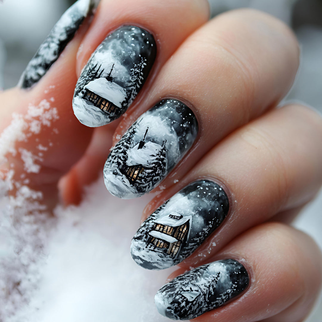 Kunstnägel Im Winterlichen Hütten-Design Karnz