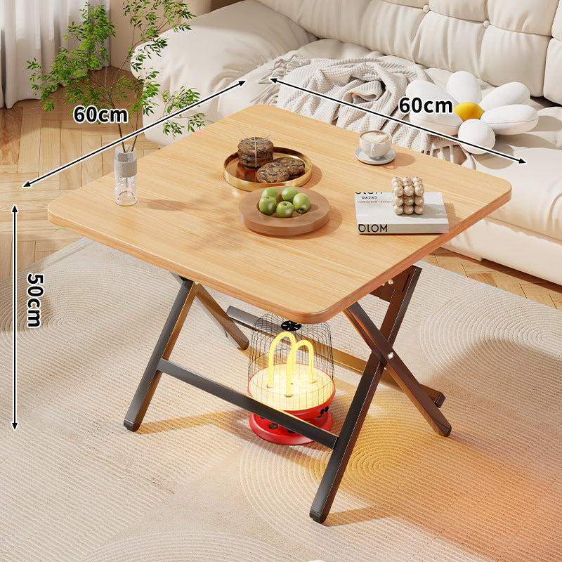 Faltbarer quadratischer Kaffee- und Beistelltisch mit Marmor-Effekt-Top und zusammenklappbarem X-Beinrahmen