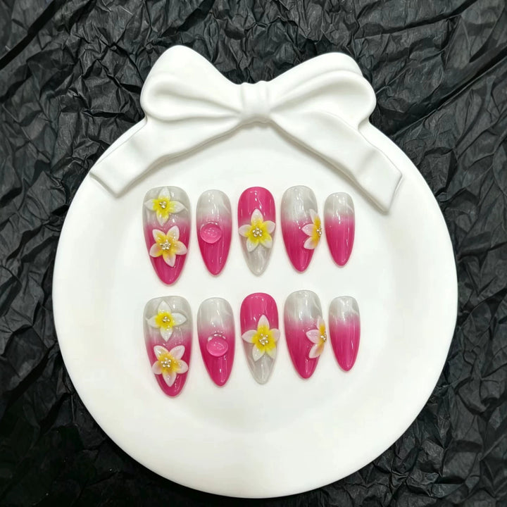 Florale Ombre Stiletto Press-On Nagelset