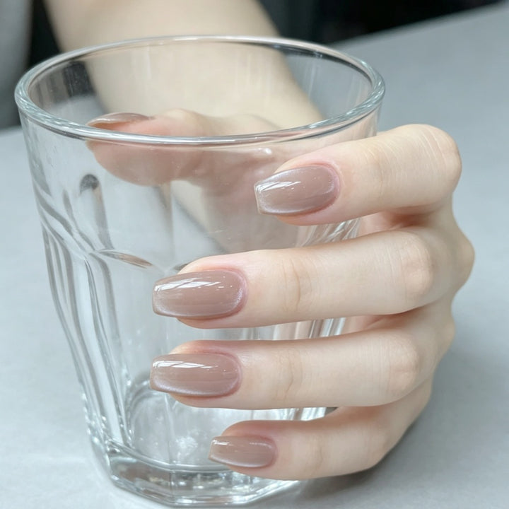 Glänzendes neutrales Press-On-Nagelset Karnz