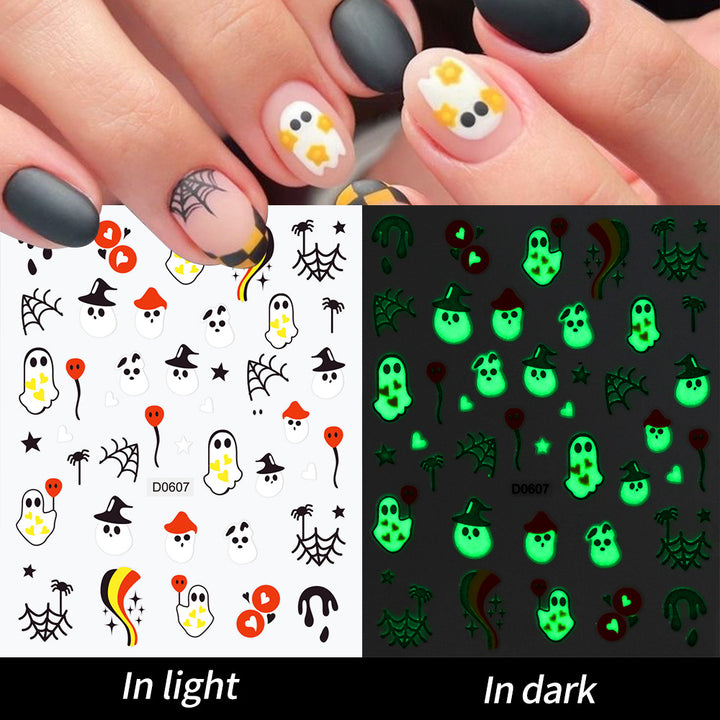 Leuchtende Geister-Nagelkunst Aufkleber Set
