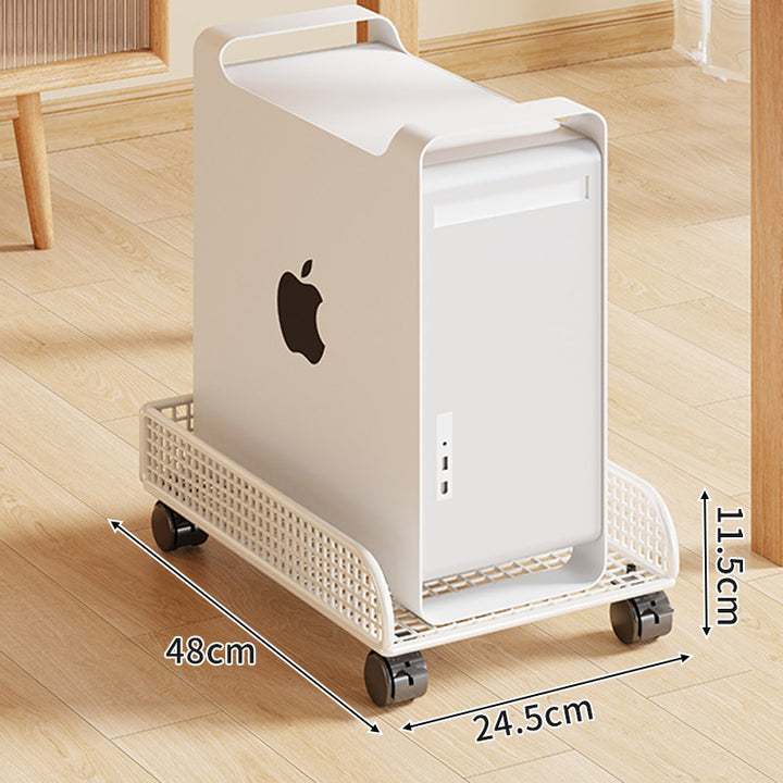 Untertisch-Roll-PC-Tower-Ständer mit Netzablage und verriegelbaren Rollen