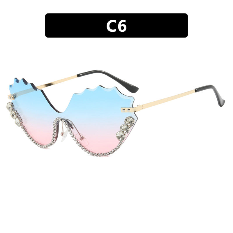 Damen extravagante Sonnenbrille mit glitzerndem Akzent und einzigartigem Design Karnz