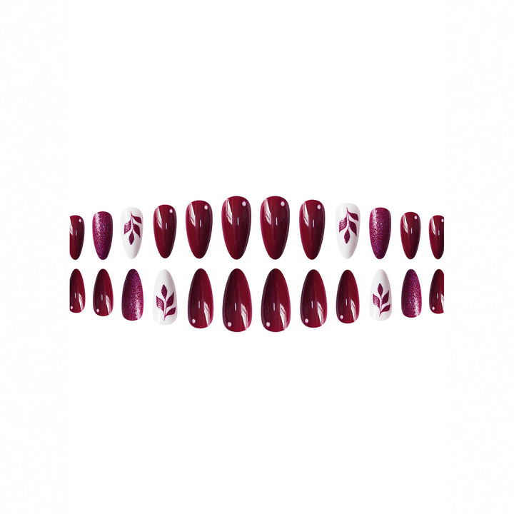 Künstlerisches Press-On Nail Art Set mit glitzerndem Blatt Design Karnz
