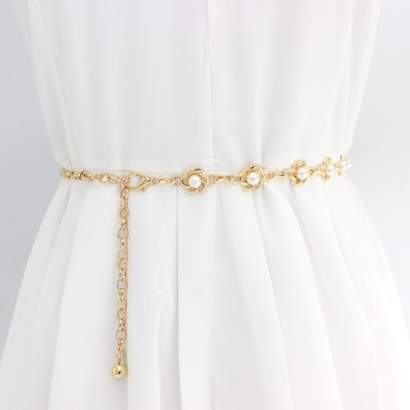 Eleganter Ketten-Gürtel mit Perlen-Details Karnz