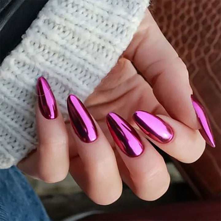 Hochglänzendes mandelförmiges Press-On-Nagelset Karnz