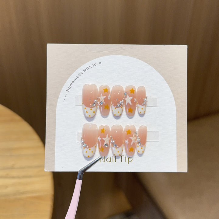 Künstliche Kunstnägel mit Eleganten Sternen- und Glitzerakzenten Karnz