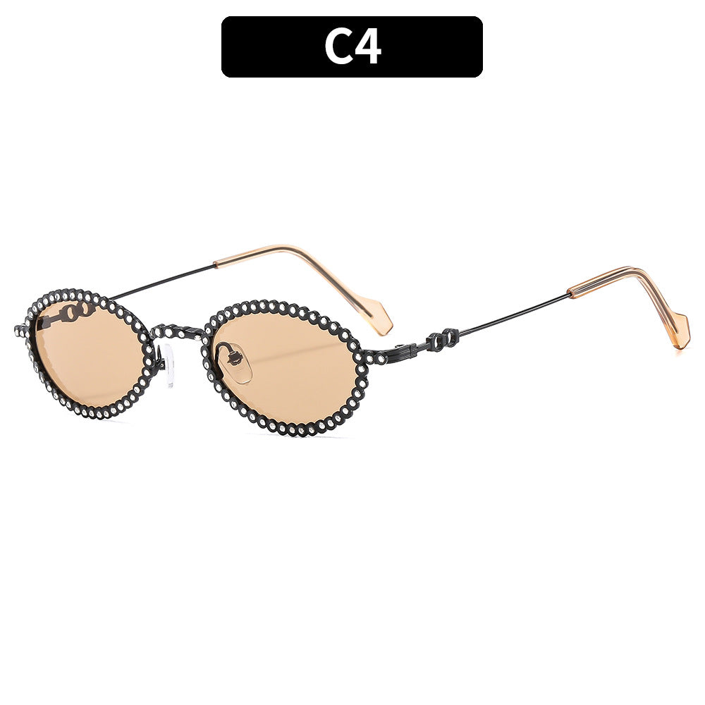 Verschnörkelte ovale Rahmen-Sonnenbrille